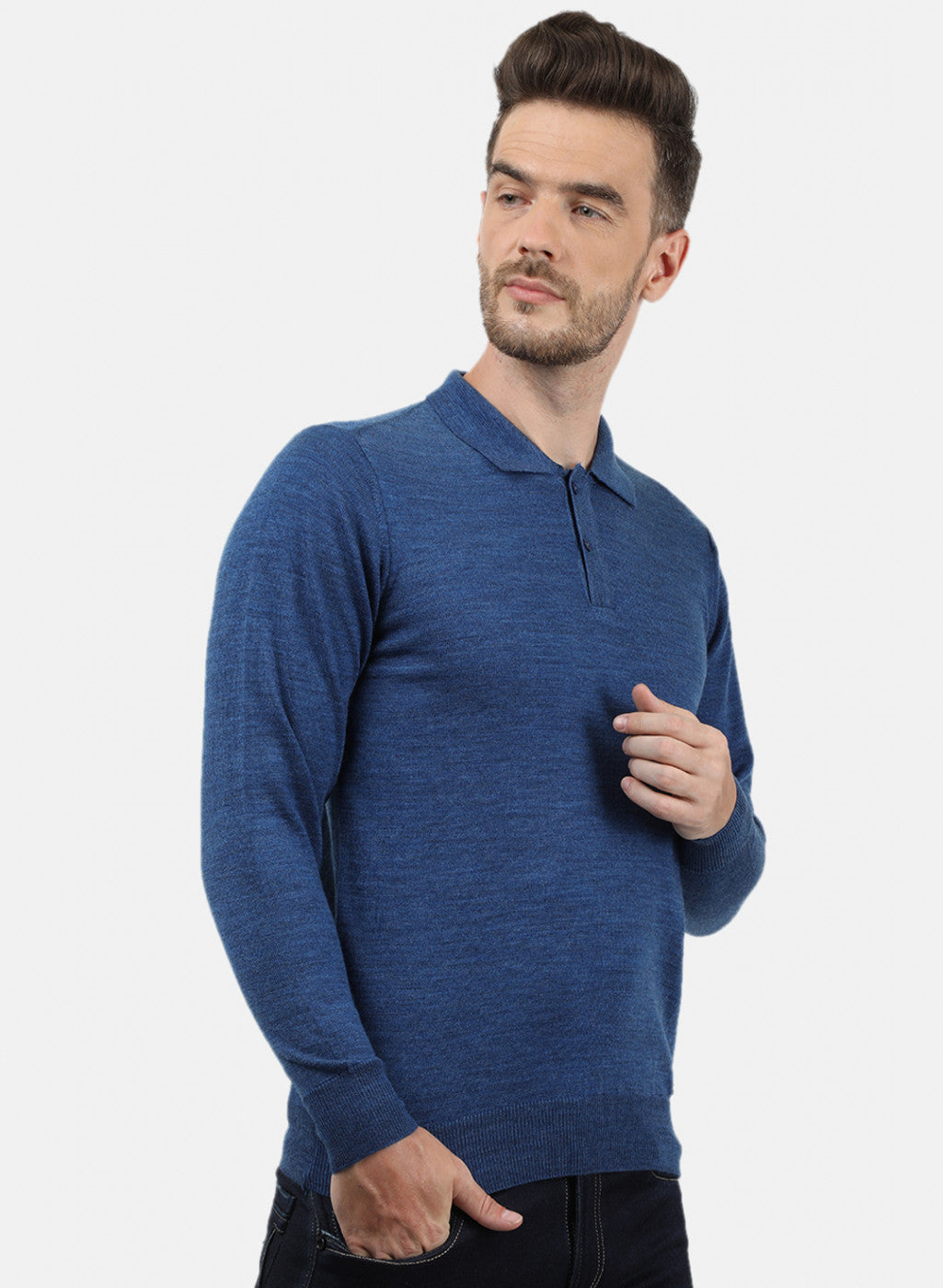 Men Blue Collar T-Shirt