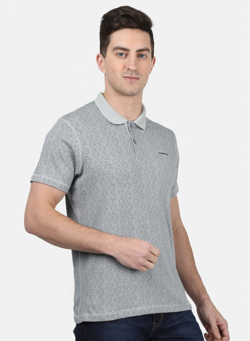 Mens Grey Printed T-Shirt