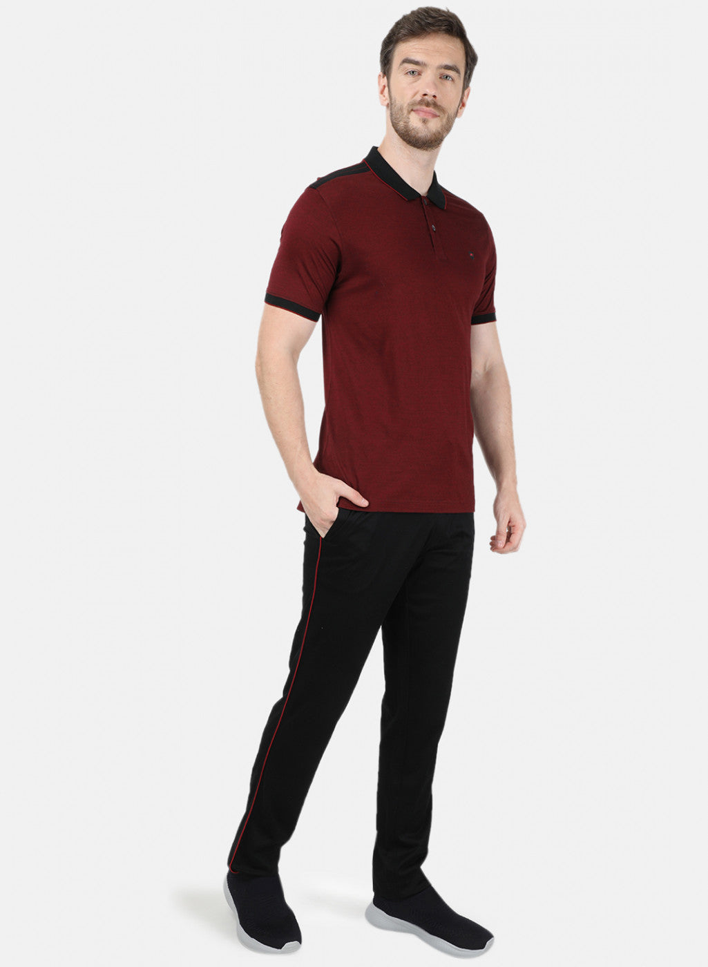 Mens Maroon Stripe Lower Set