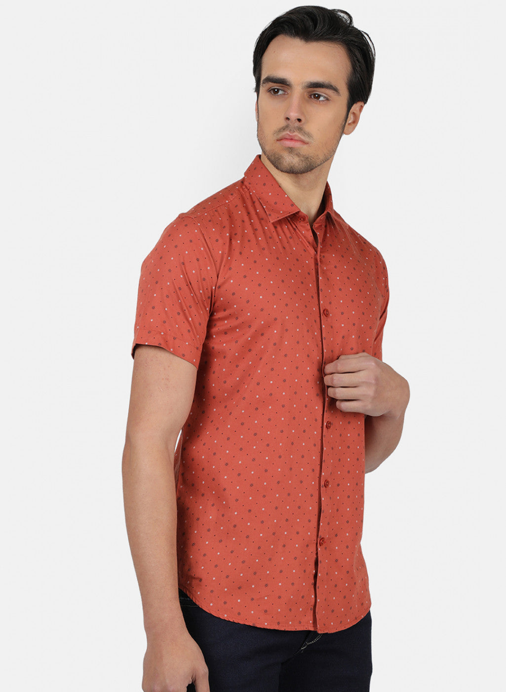 Men Orange Printed Shirts