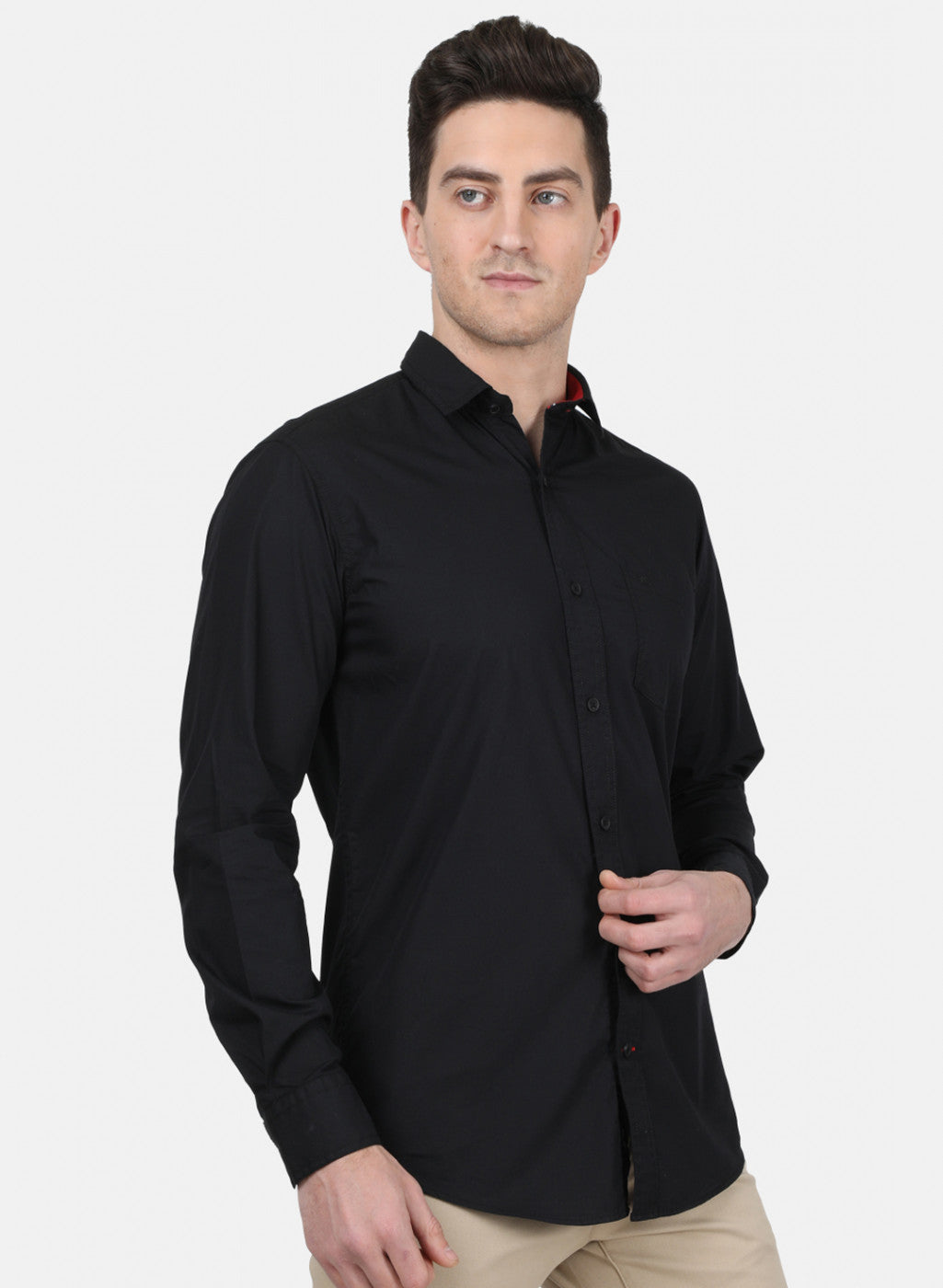 Mens Black Solid Shirt
