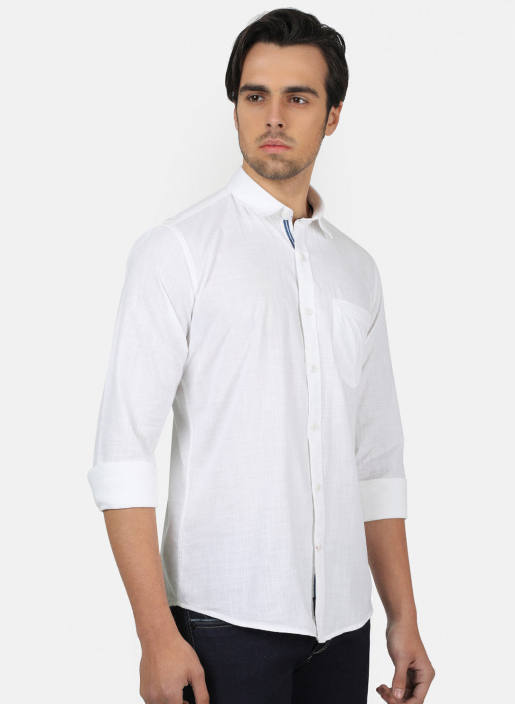 Men White Solid Shirts