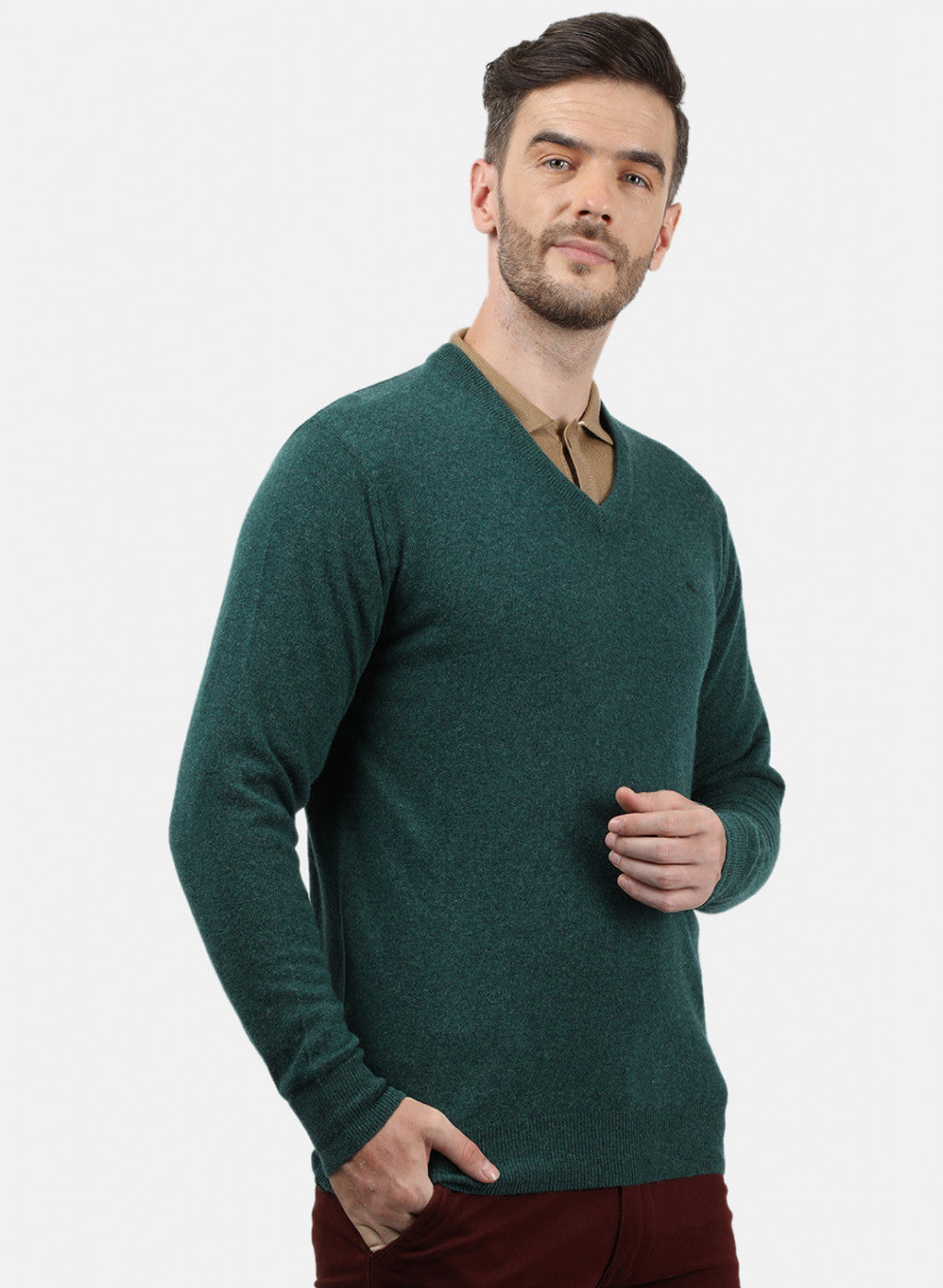 Men Green Solid Pullover