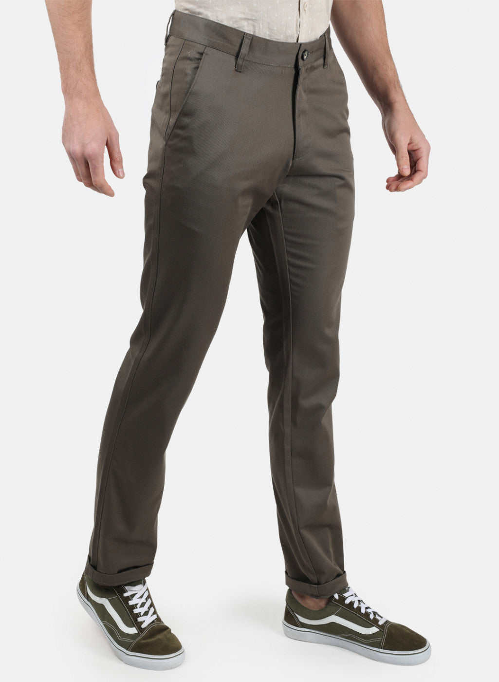 Men Grey Plain Trousers