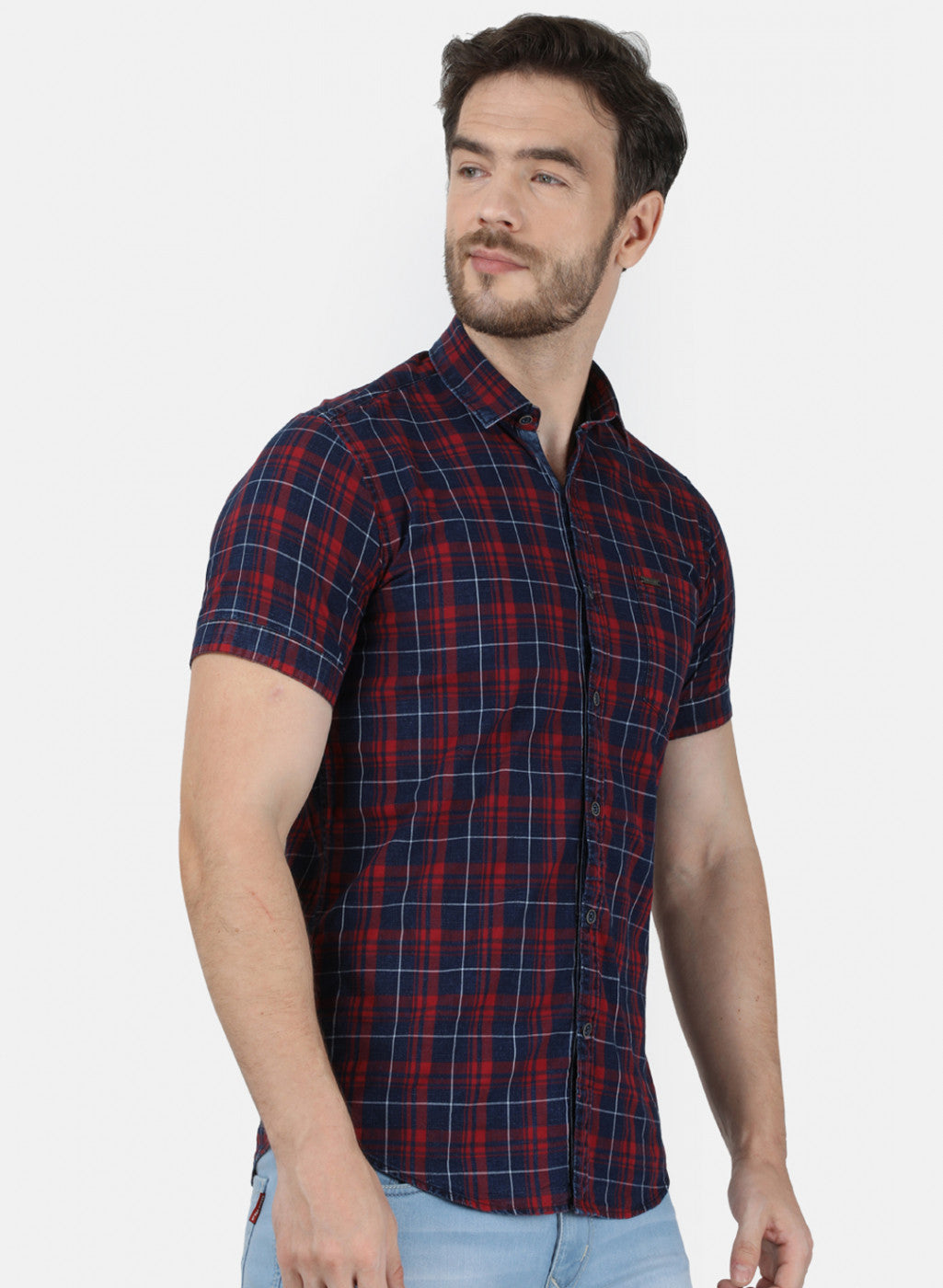 Mens NAvy Check Shirt