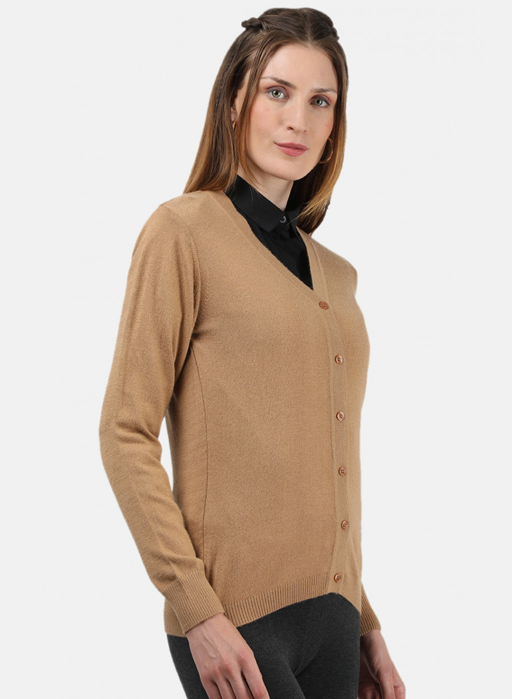 Women Brown Solid Cardigan