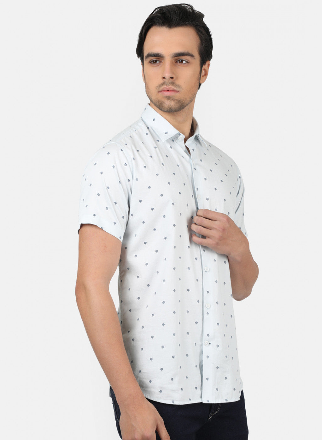 Men Sky Blue Printed Shirts