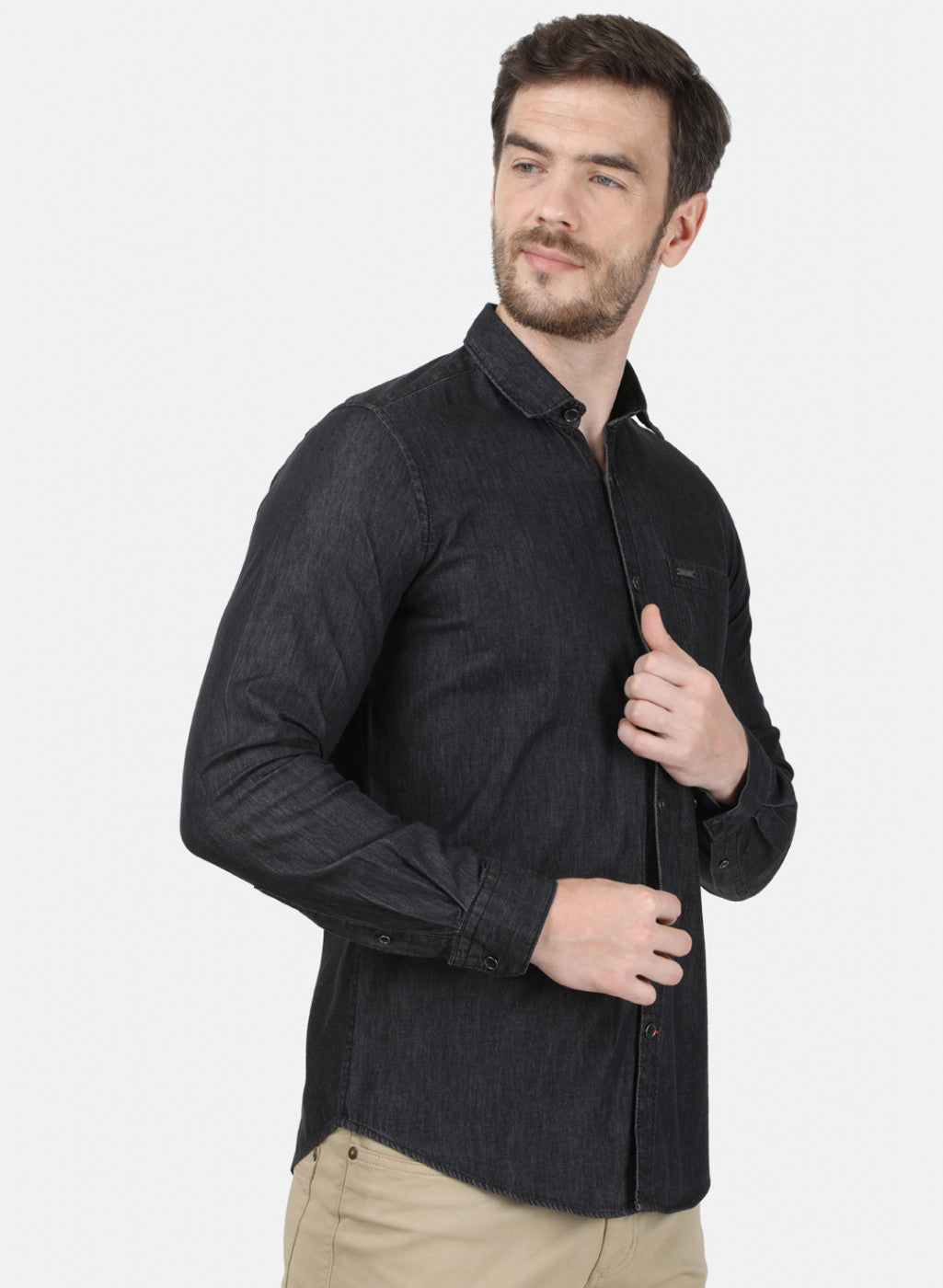 Mens Grey Solid Shirt