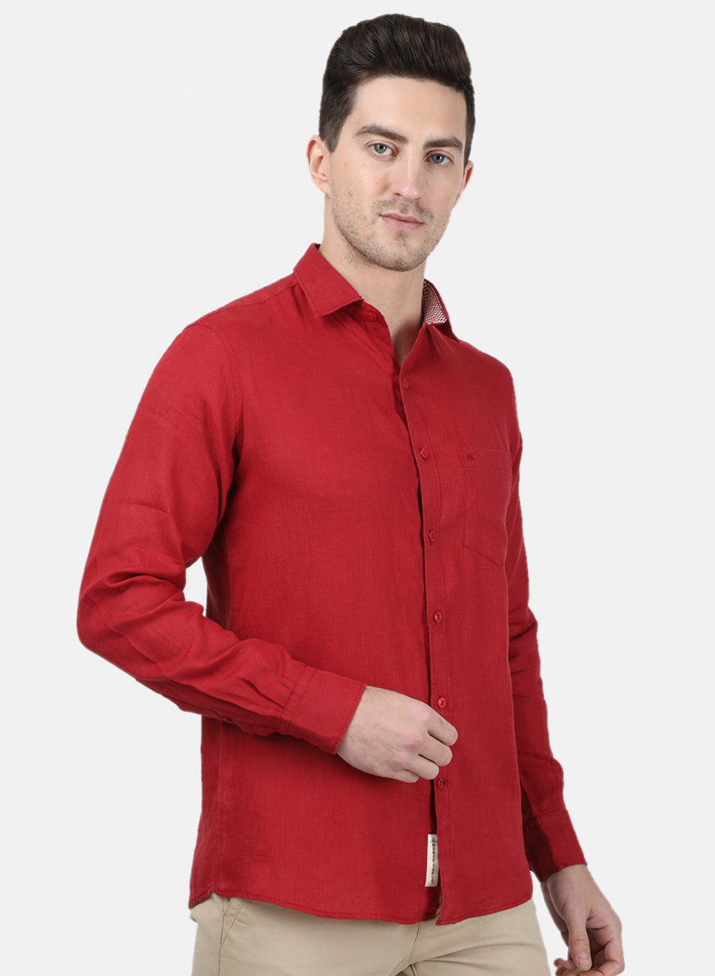 Mens Maroon Solid Shirt