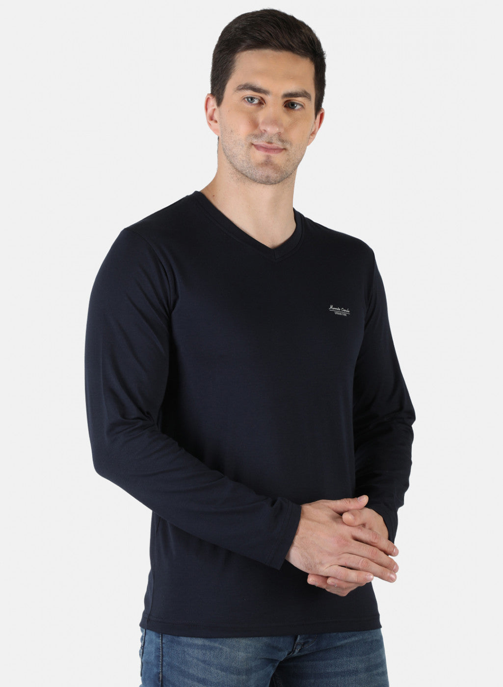 Men NAvy Blue Plain T-Shirt