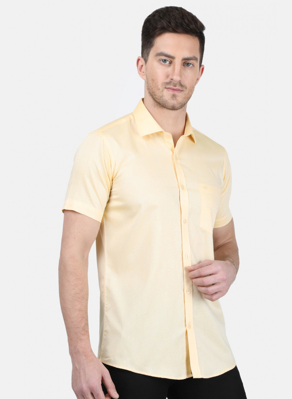 Mens Yellow Printed Shirt