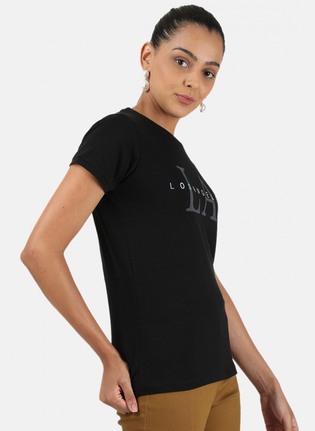 Womens Black Printed Top