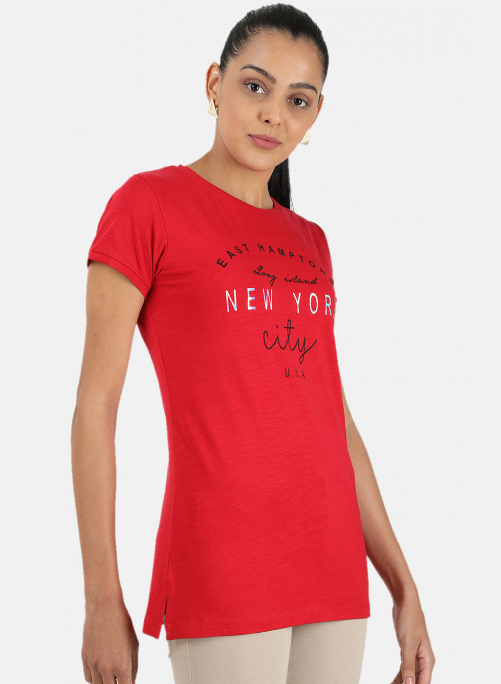 Womens Red Printed Top