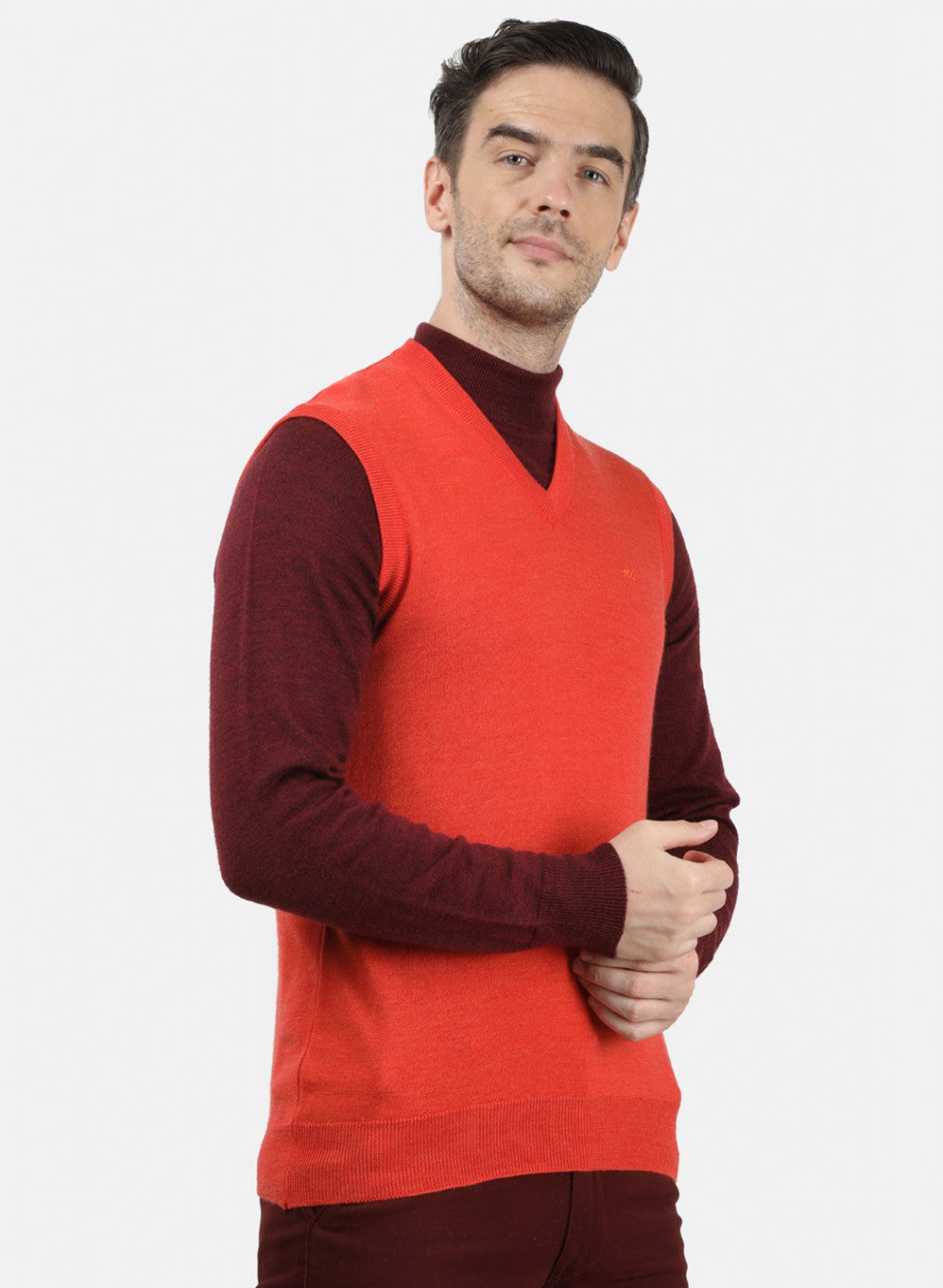 Men Orange Solid Sweater
