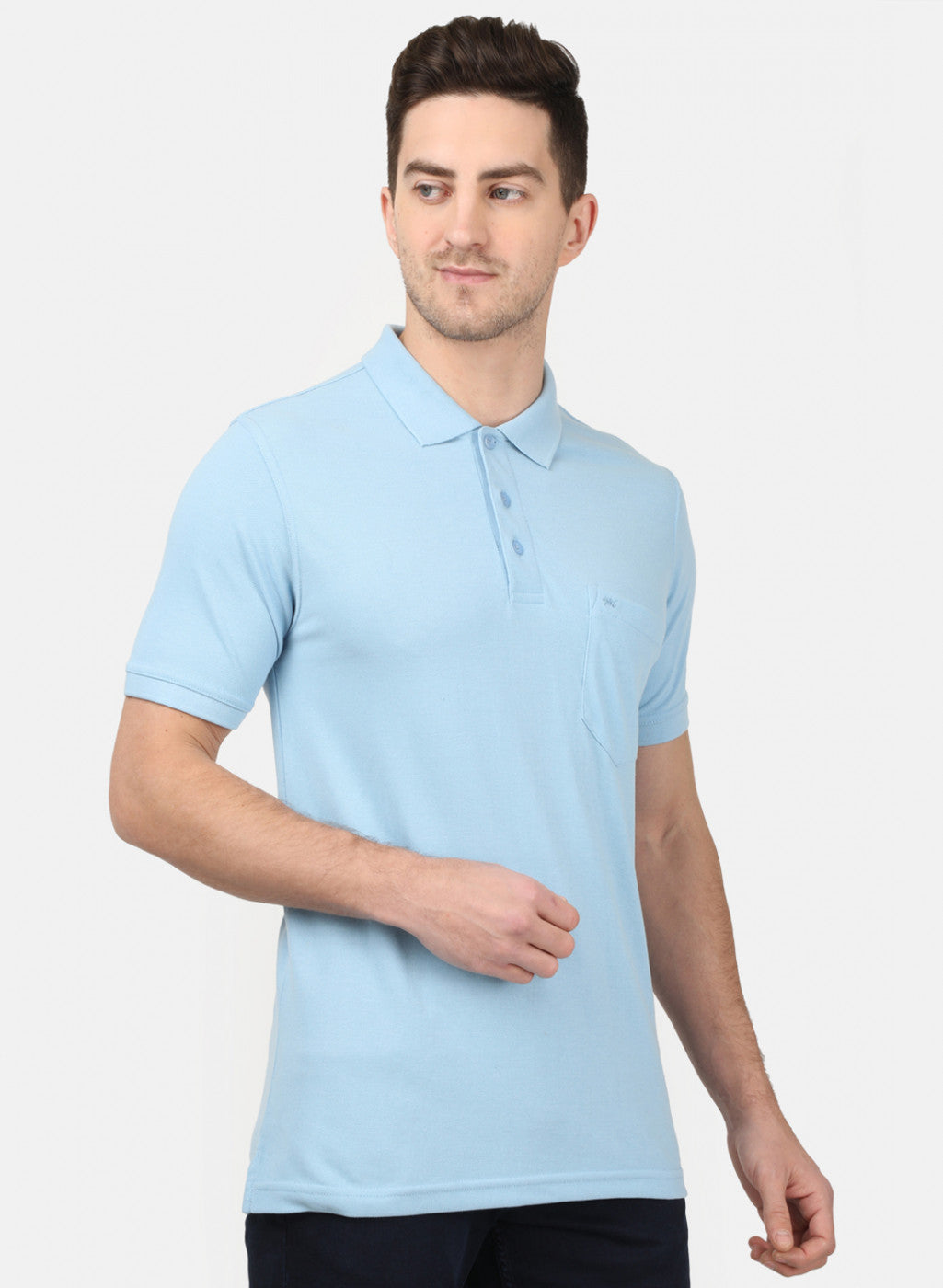 Mens Sky Blue Plain T-Shirts
