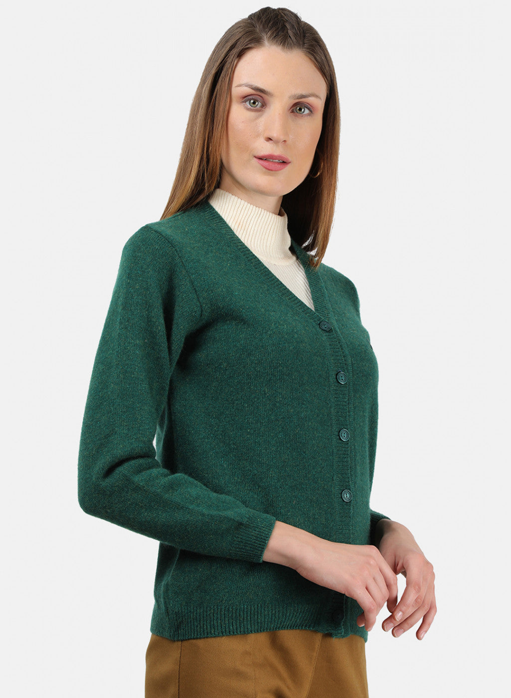 Women Green Solid Cardigan
