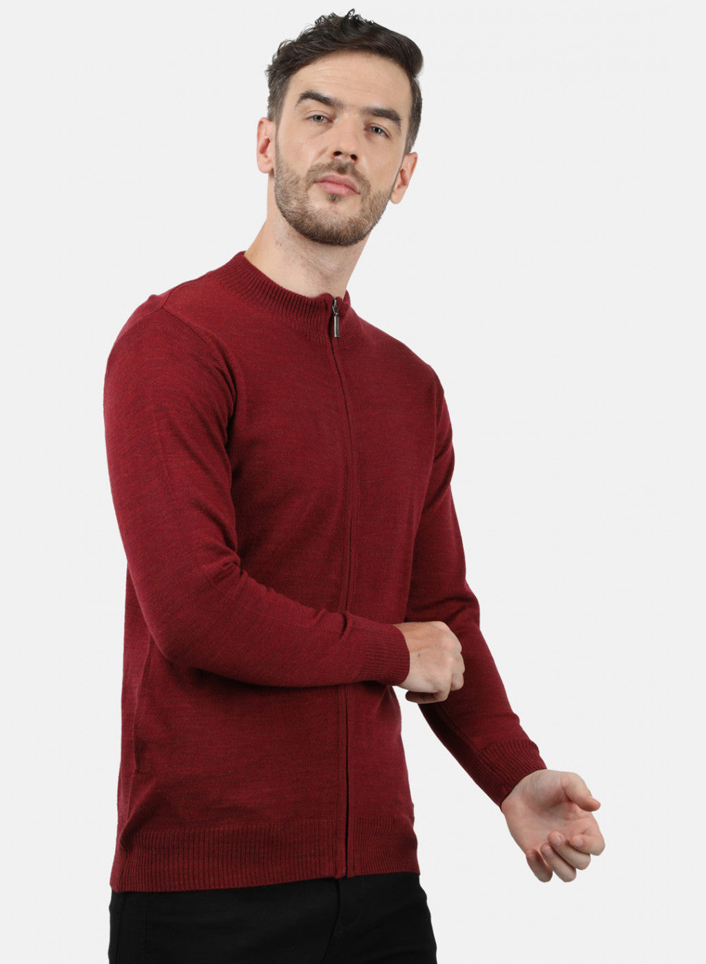 Men Maroon Solid Pullover