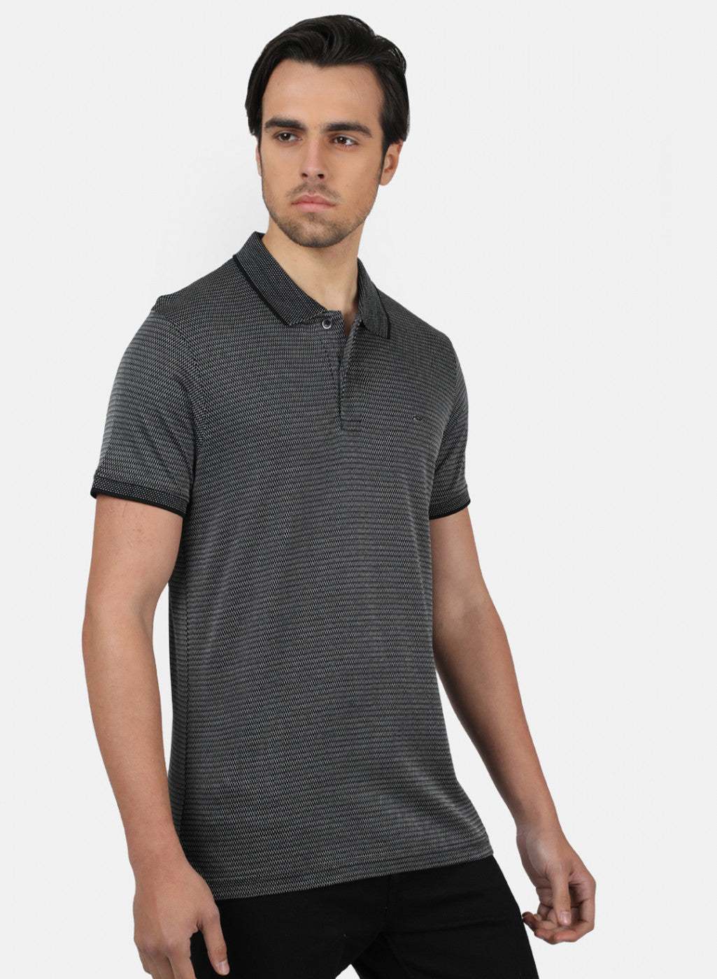 Men Black jacquard T-Shirts