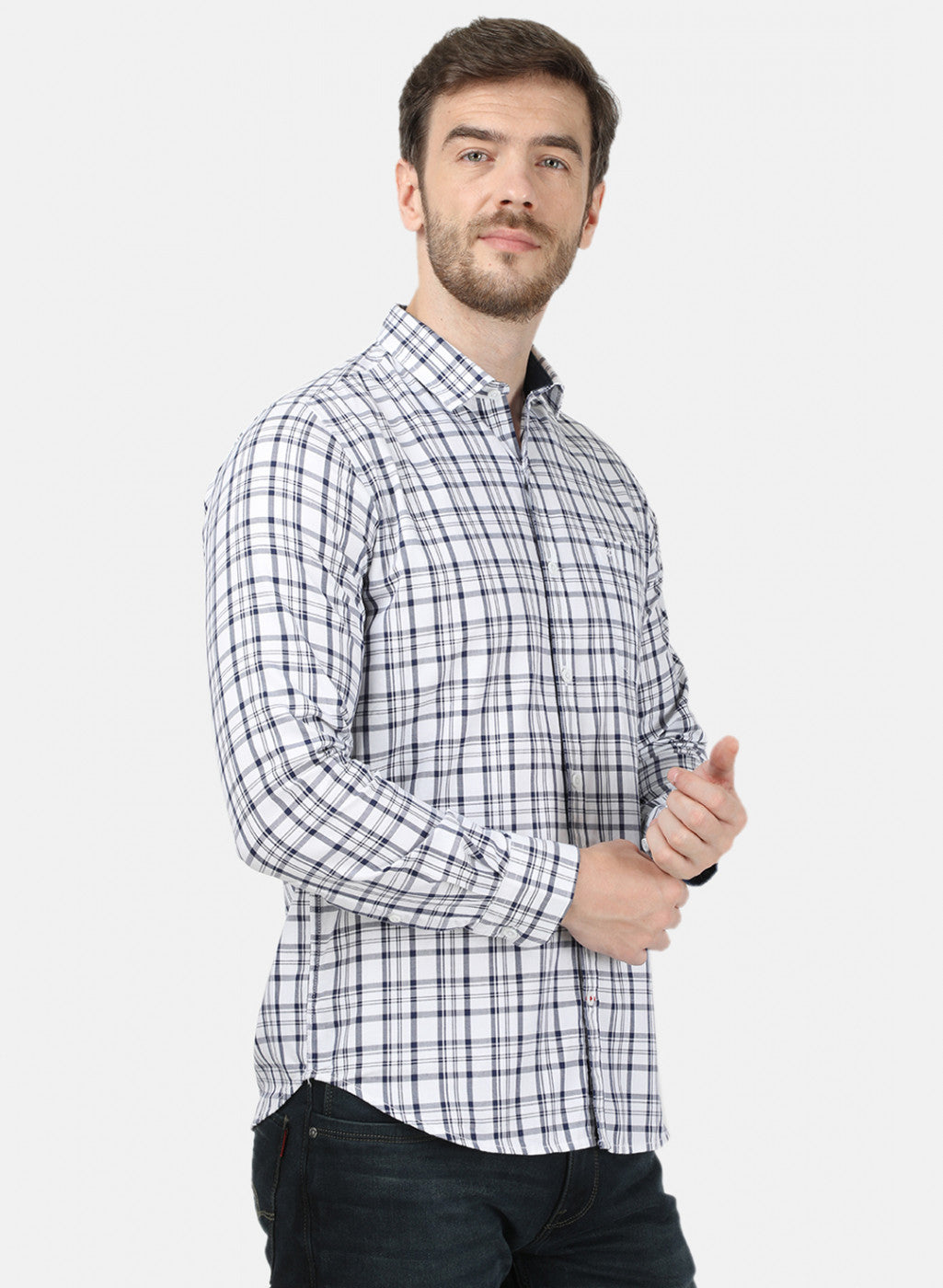 Mens White Check Shirt