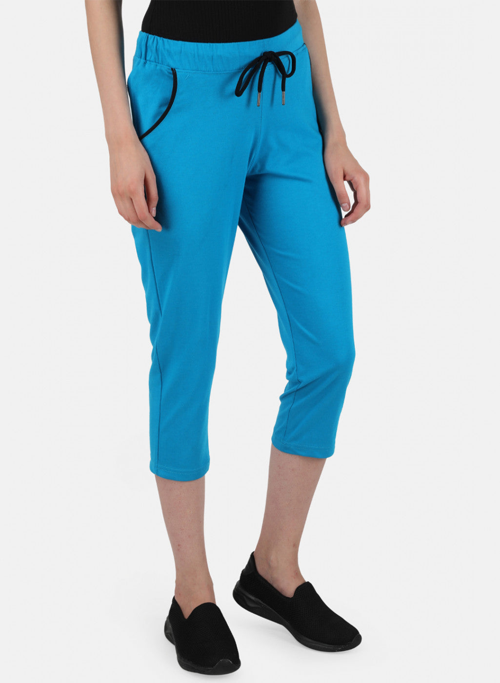 Womens Blue Regular Capri