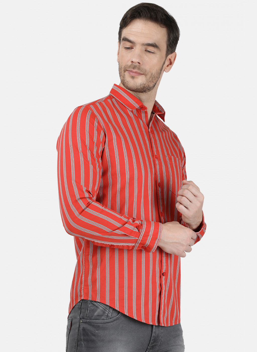 Mens Orange Stripe Shirt