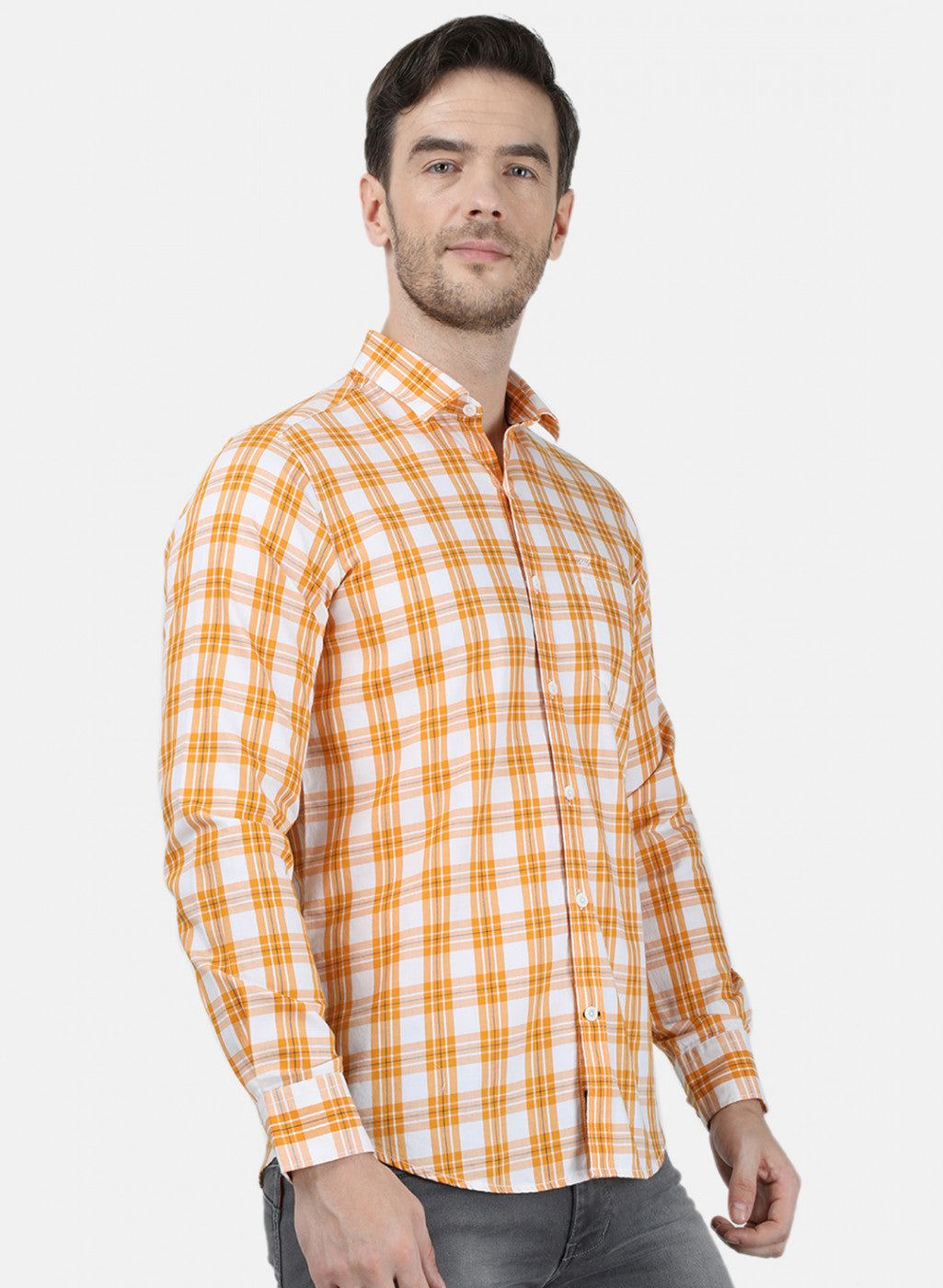 Mens Orange Check Shirt