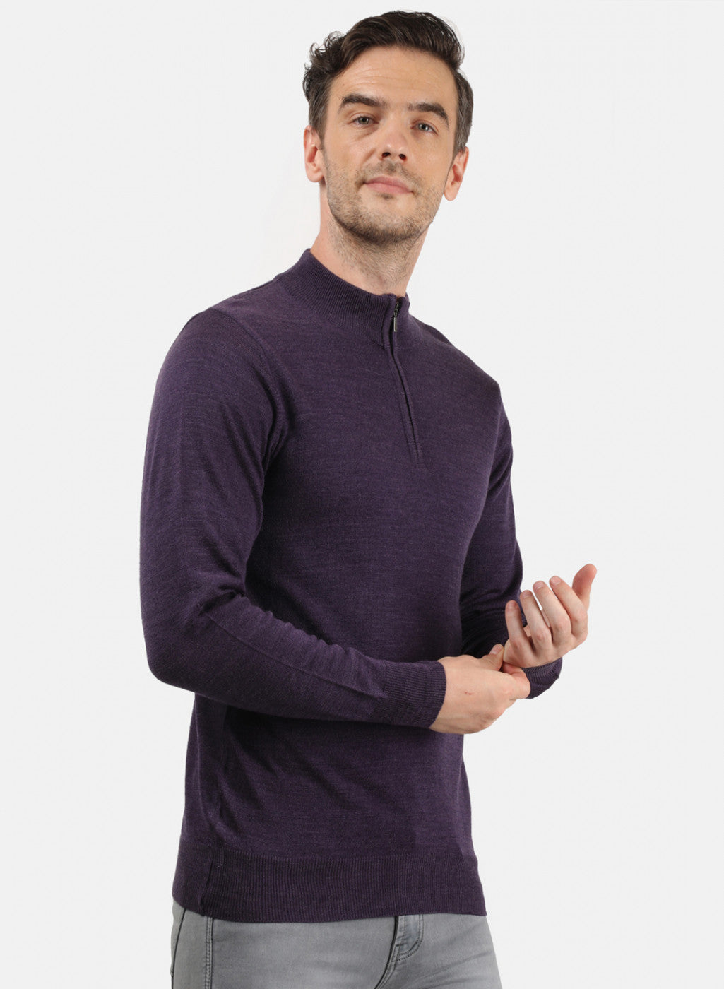 Men Purple Solid Pullover