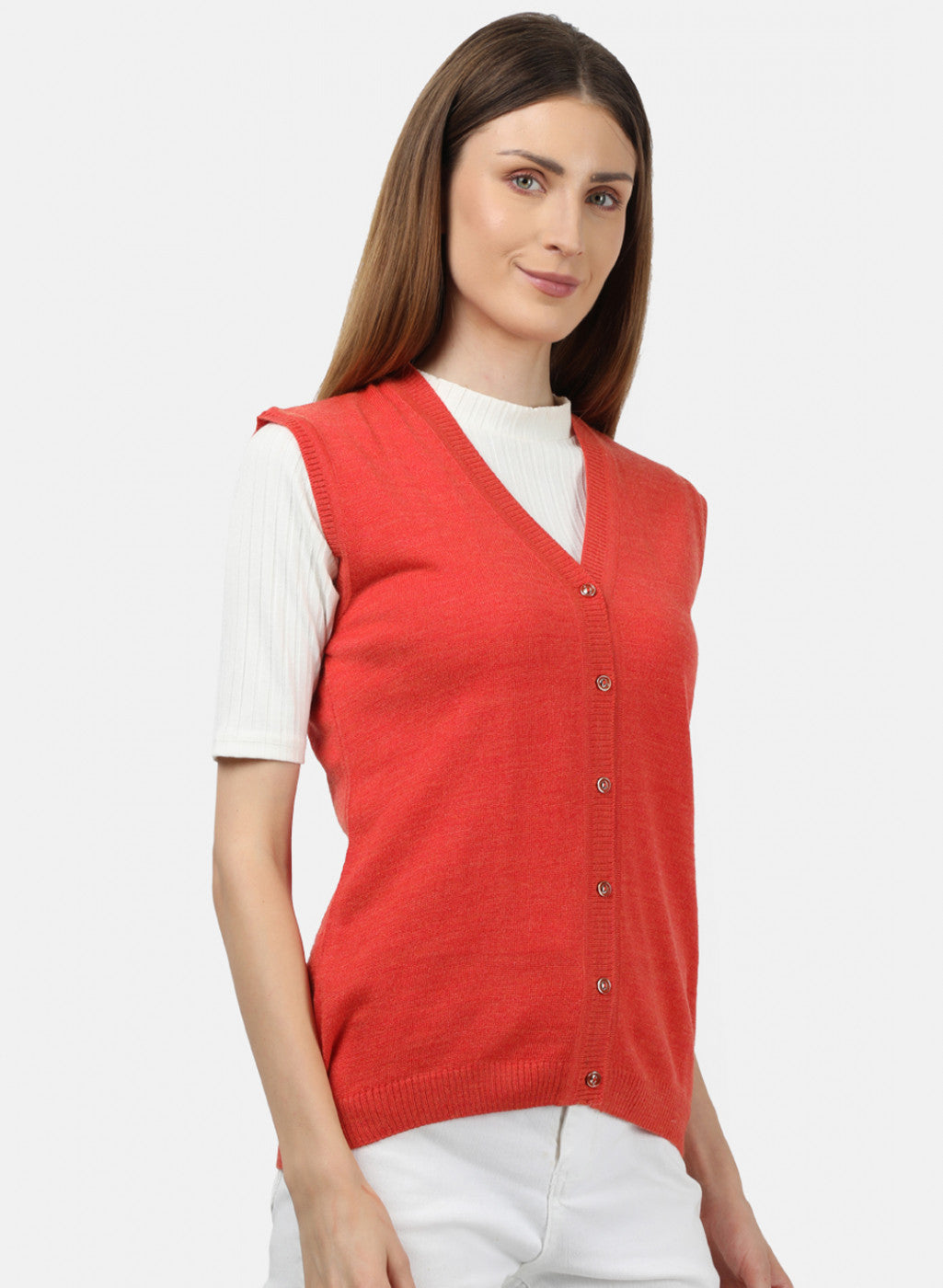 Women Orange Solid Cardigan
