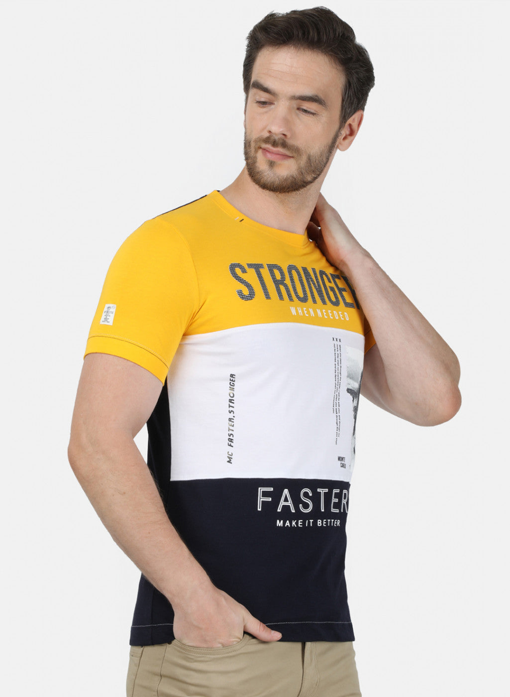 Mens Yellow Printed T-Shirt