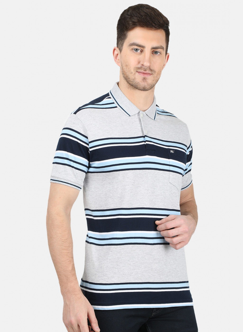 Mens Grey Stripe T-Shirt