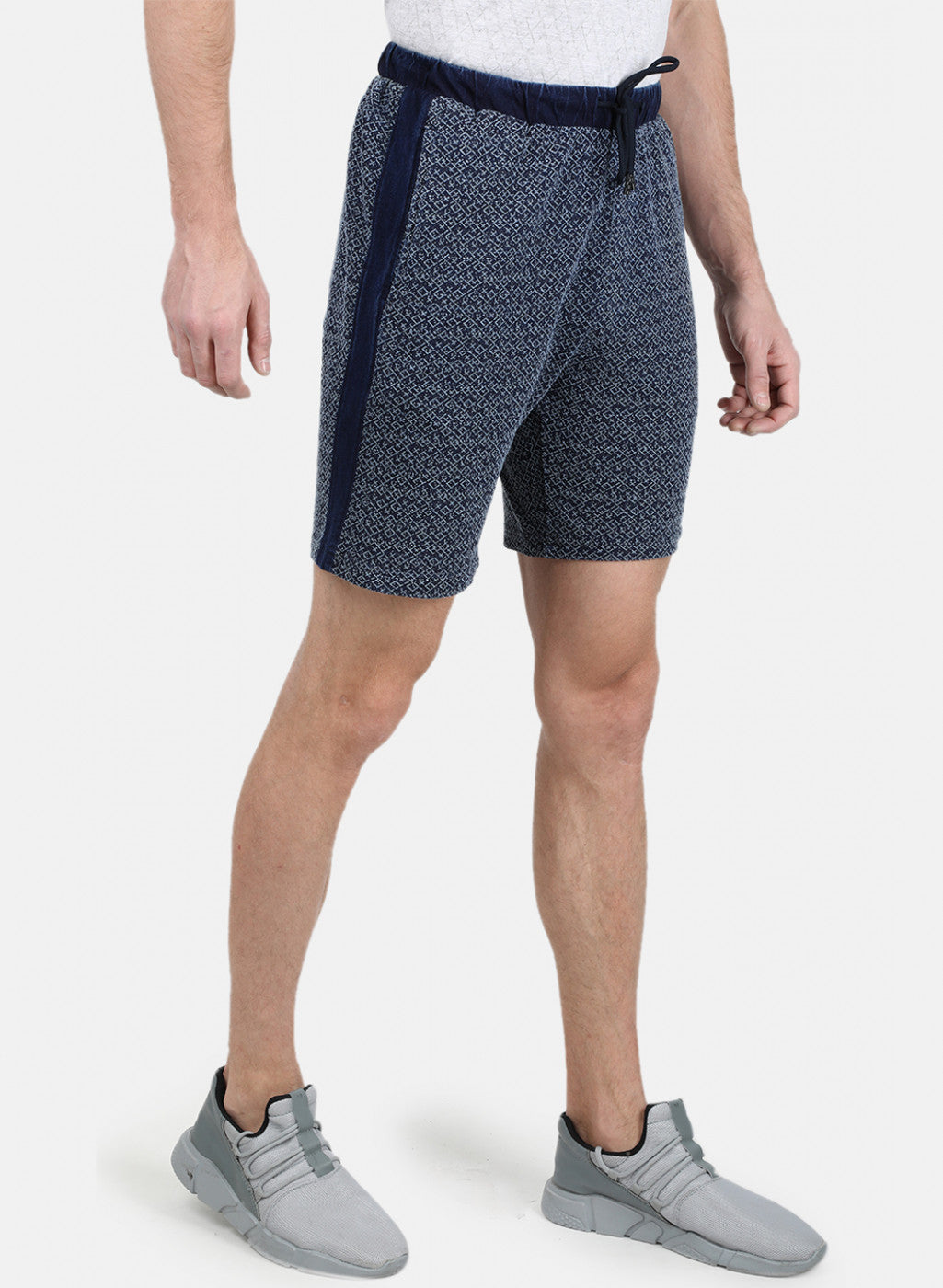 Mens Blue Self Design Bermuda