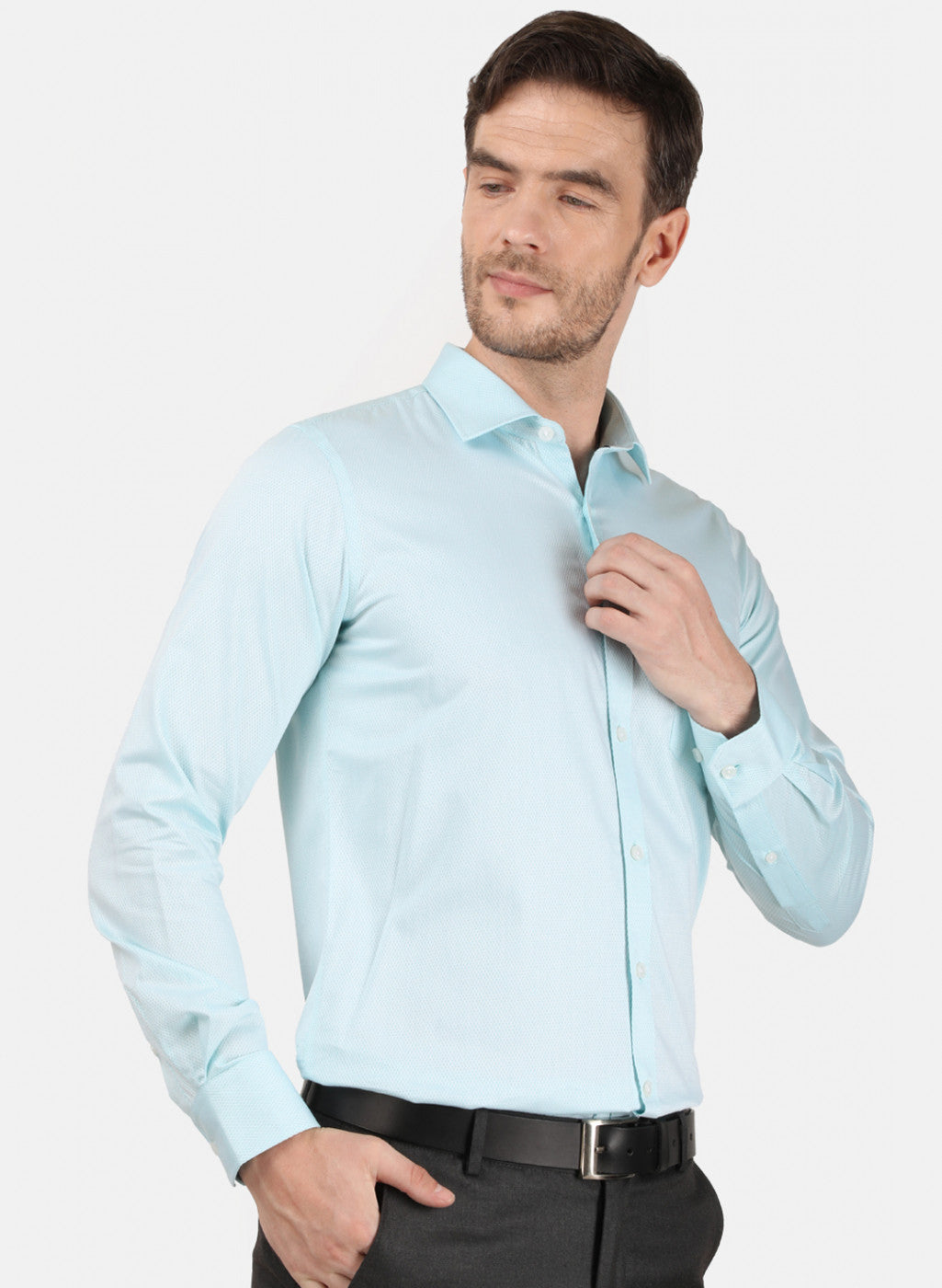 Mens Blue Self Shirt