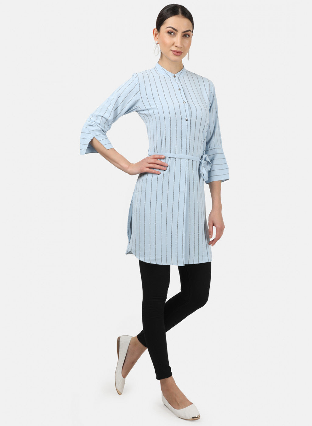 Womens Sky Blue Stripe Tunics