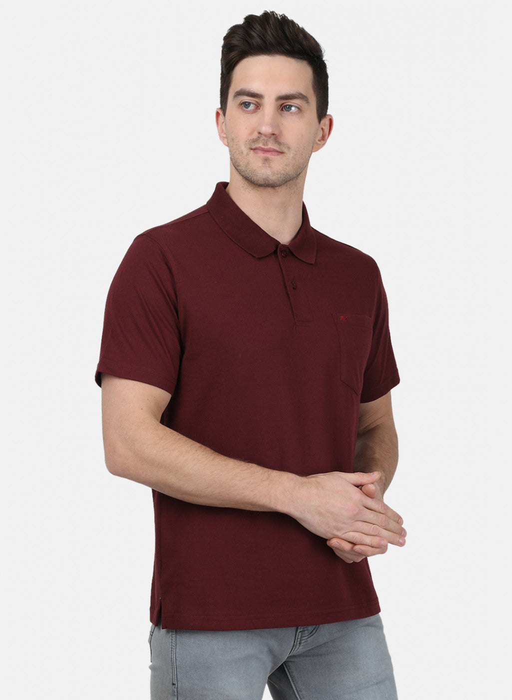 Mens Maroon Plain T-Shirt