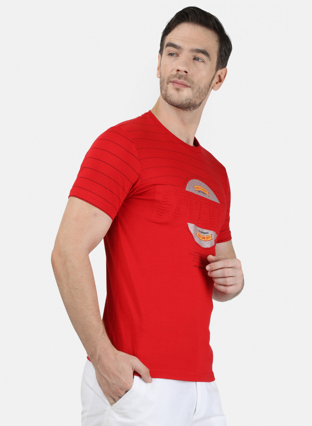 Mens Red Printed T-Shirt