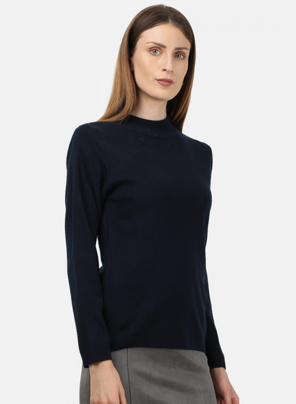 Women Navy Blue Solid Sceavy