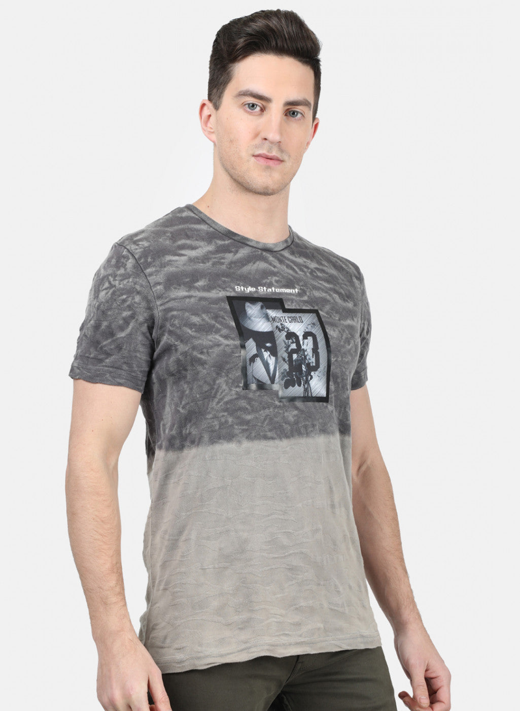 Mens Grey Printed T-Shirt