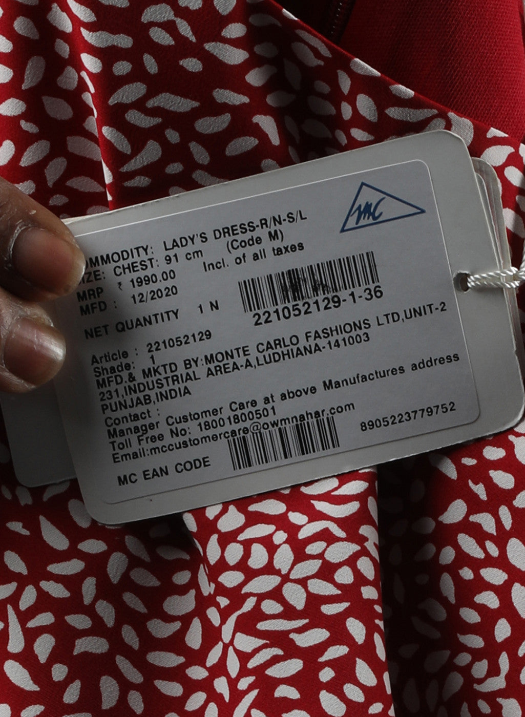 Womens Red Printed Dress
