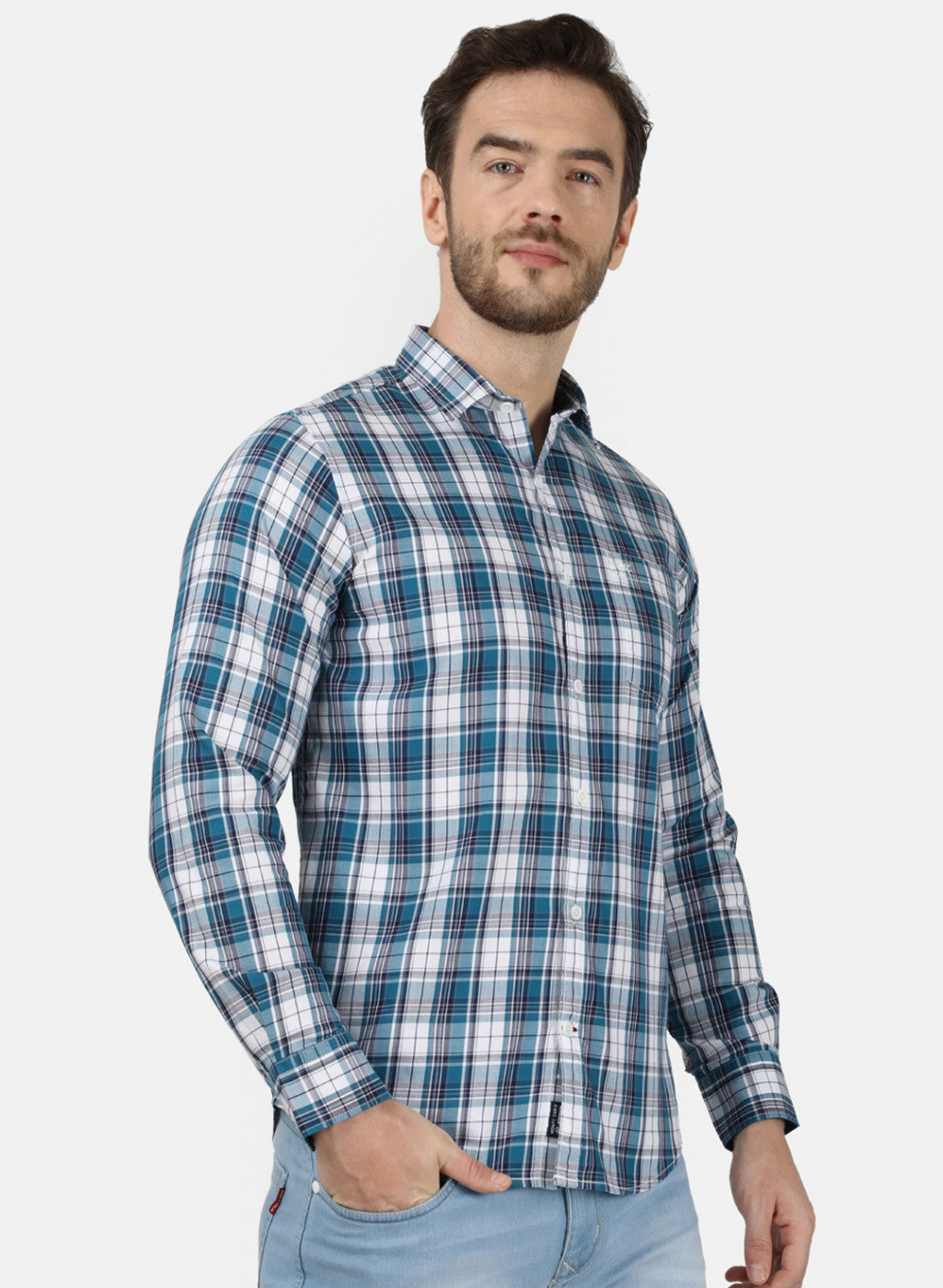 Mens Blue Check Shirt