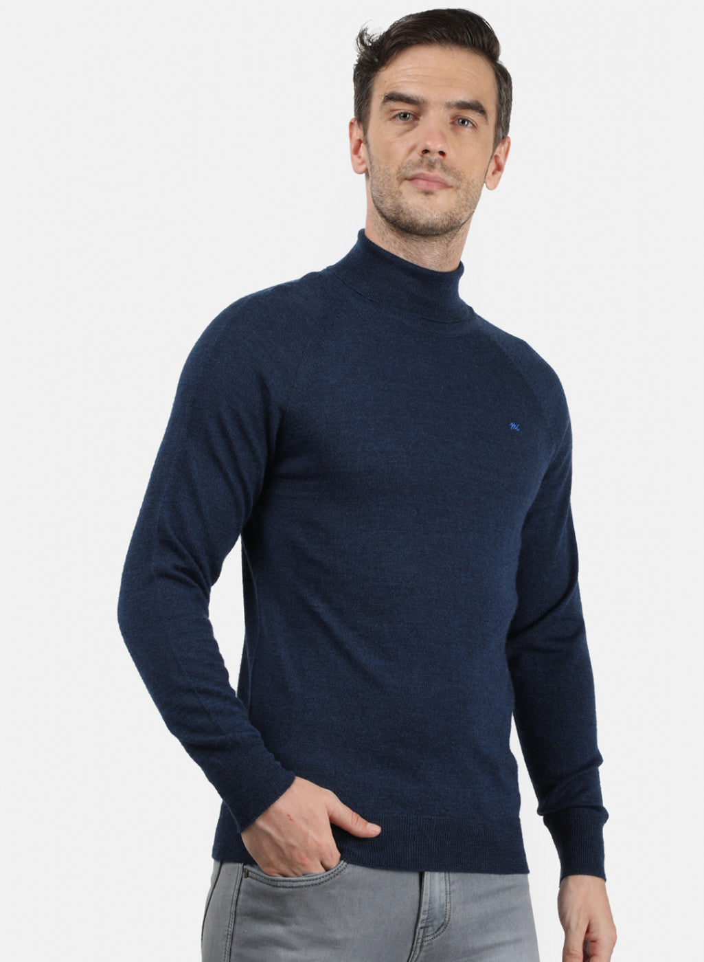 Men NAvy Blue Solid Pullover