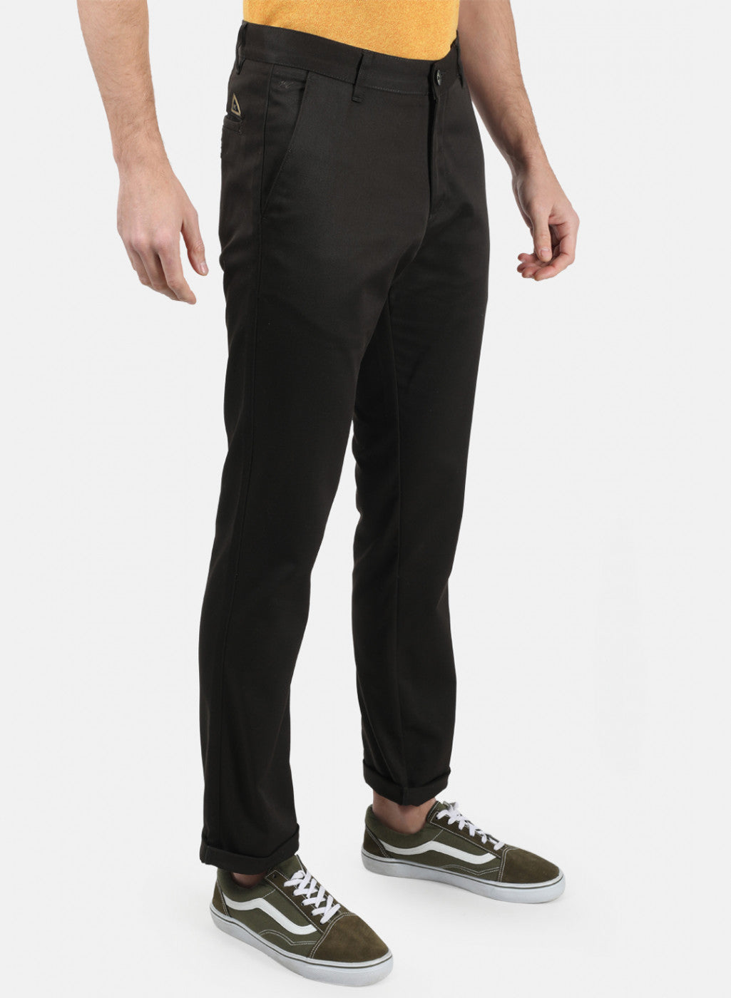 Men Olive Plain Trousers