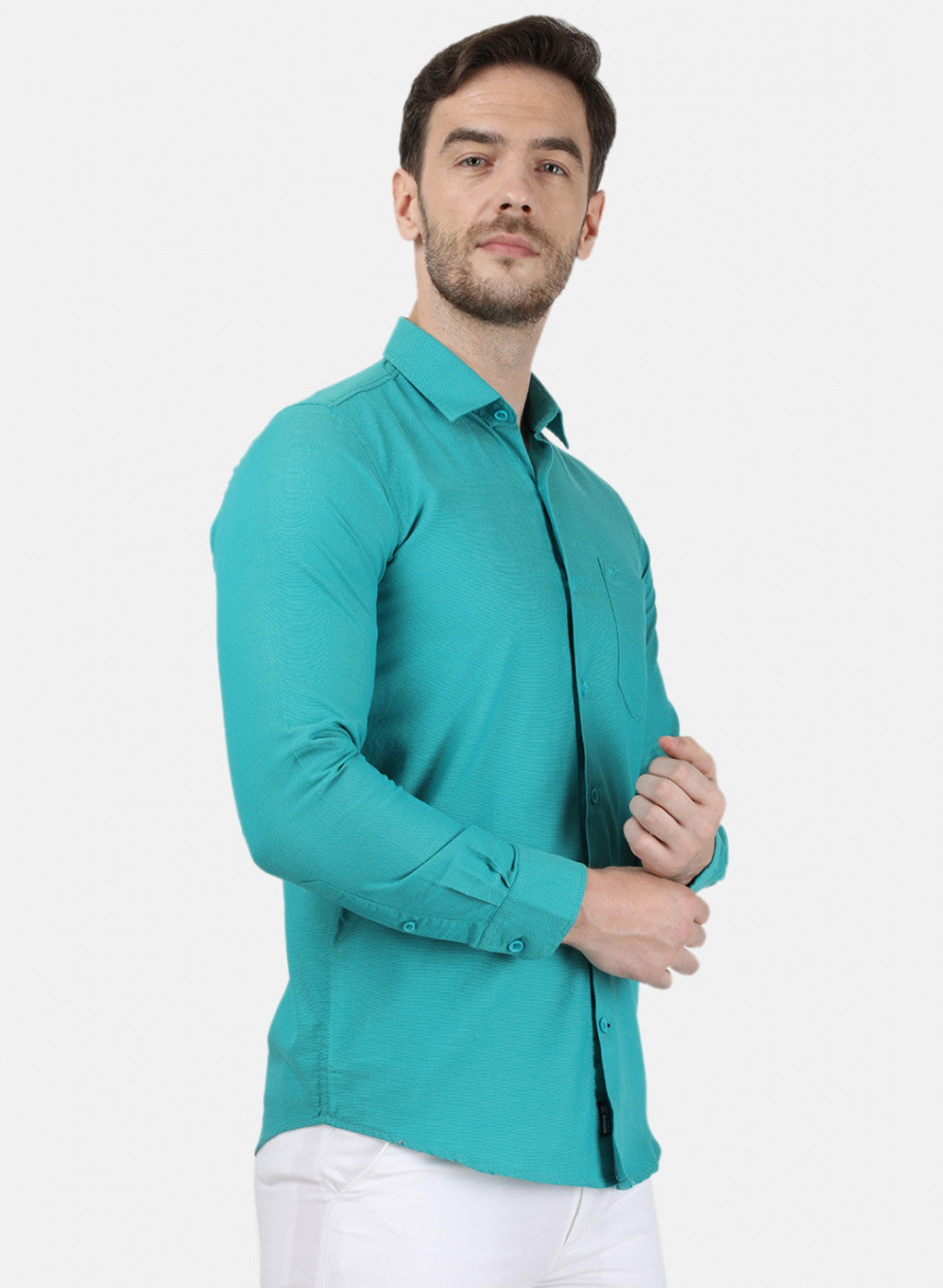 Mens Sea Green Solid Shirts