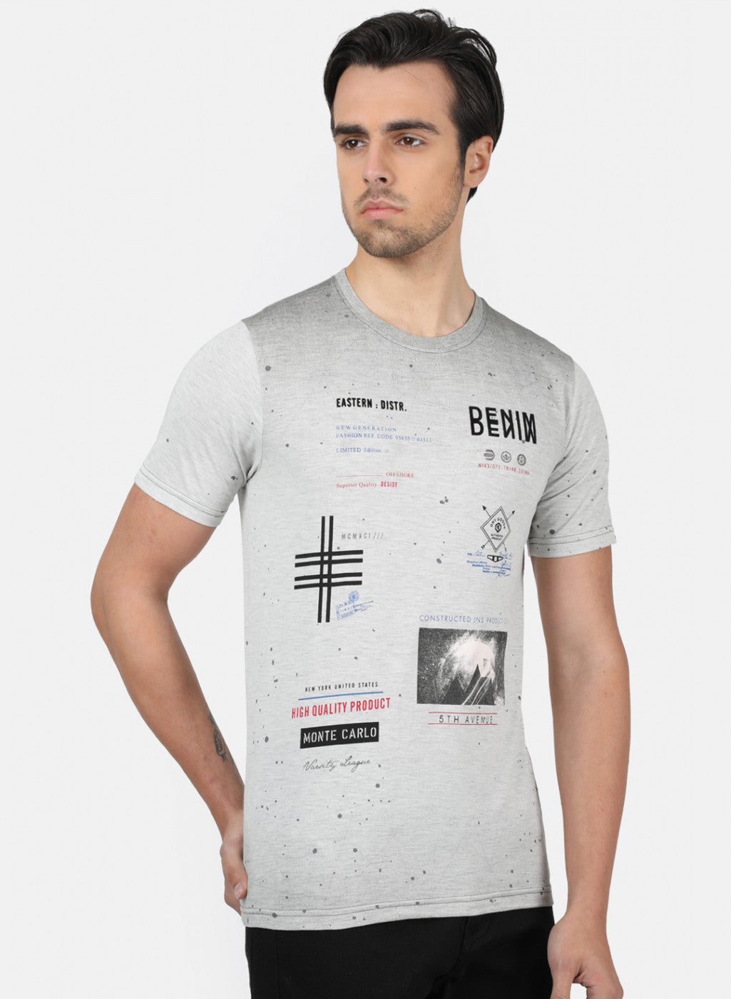 Men Grey Printed T-Shirts