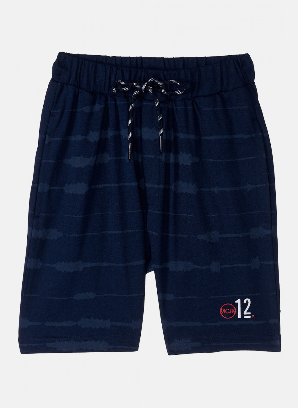 Boys Navy Blue Printed Bermuda