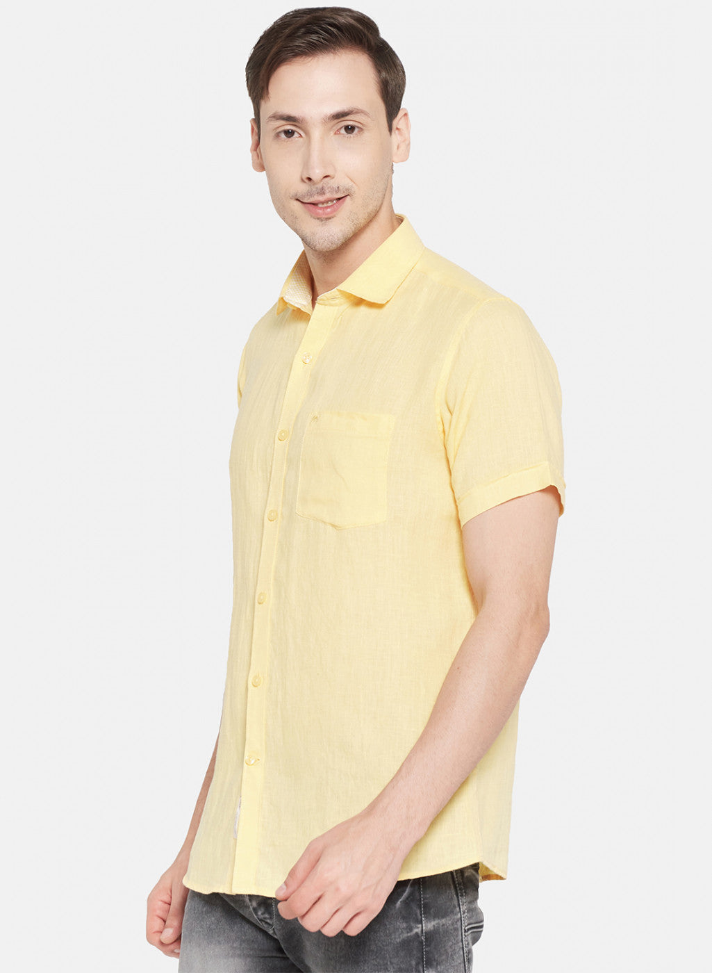 Mens Yellow Solid Shirt