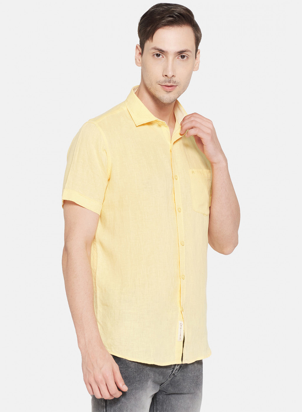 Mens Yellow Solid Shirt