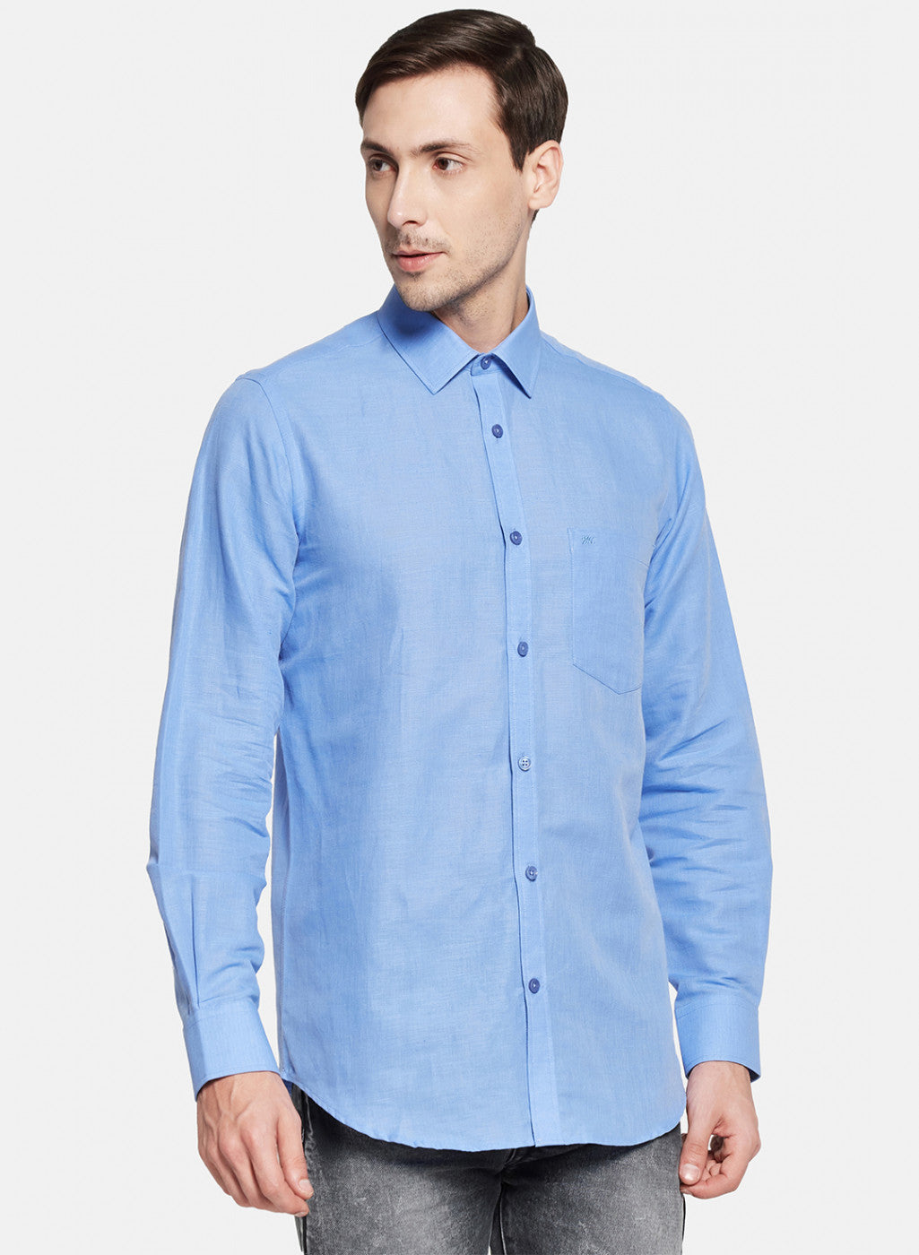 Mens Blue Solid Shirt