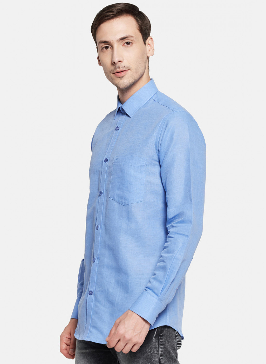 Mens Blue Solid Shirt
