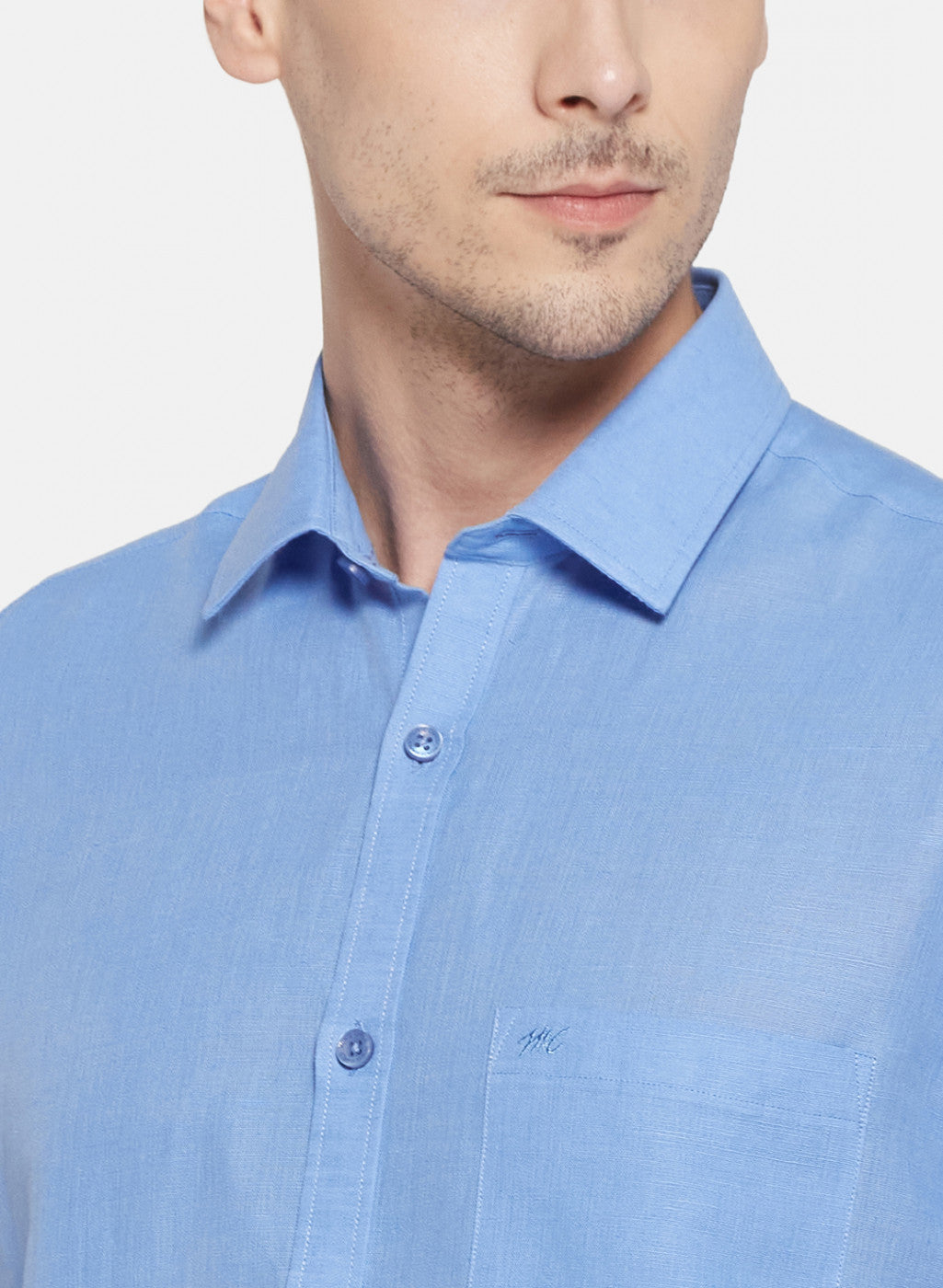 Mens Blue Solid Shirt