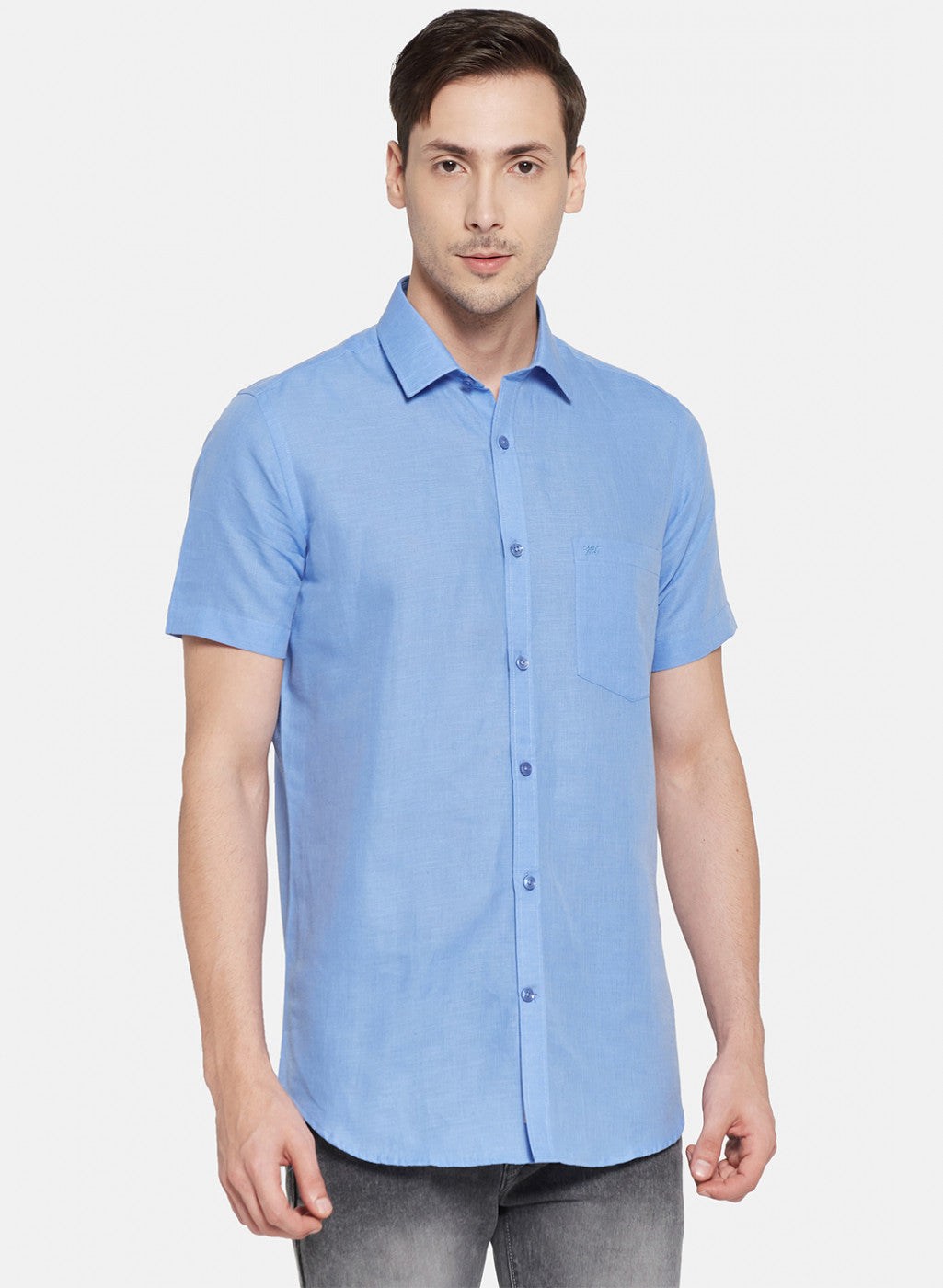 Mens Blue Solid Shirt